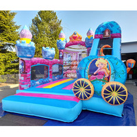 Château Gonflable Commercial Thème Princesse avec Toboggan et Zone de Saut Hupfburg Schloss