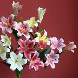 C-009 Wholesale pu feel 70cm waterproof green plant simulation lily for wedding and home decoration