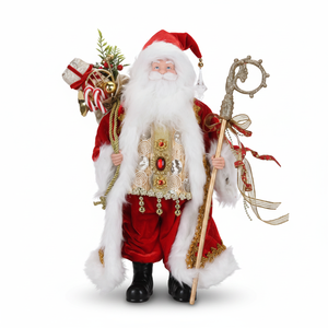 Poupée Père Noël en velours, grande taille, rouge cheminée, best-seller, pour décorations de Noël - Product Image 3