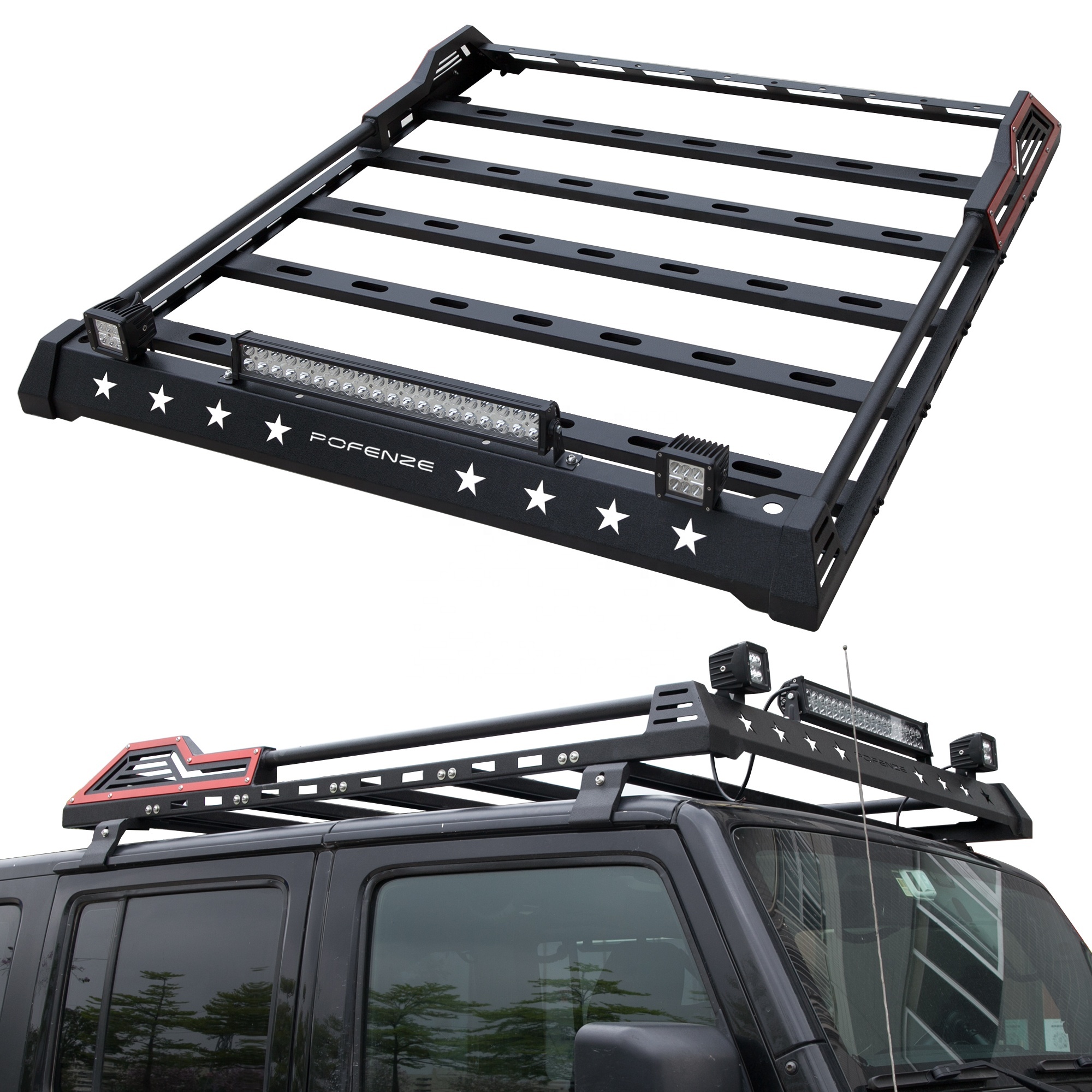 JK 2007-2018用トラックトップルーフラック・LEDライト搭載