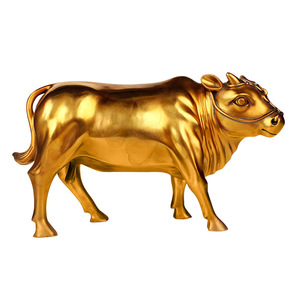 Brass Ox Figurine Cast Bronze Zodiac Craft Gold Color Handmade Decor For Living Room Office Gift - Product Image 5