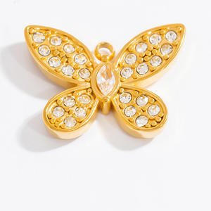 Colgantes de Moda, Dijes de Mariposa y Abeja con Pedrería, Acero Inoxidable, Joyería Unisex, Accesorios, Regalo, Set de Colgantes DIY - Product Image 2