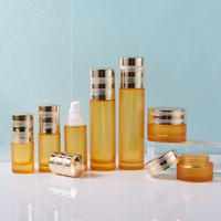 Nouvel ensemble de soins de la peau de luxe personnalisé en verre translucide, pot de 30g/50g, flacon de 20-120ml à épaule plate avec bouchon à vis pour lotion et huile
