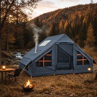 Tente de camping gonflable facile à monter avec pompe manuelle, 4 saisons, imperméable, portable et ventilée pour le camping familial en week-end