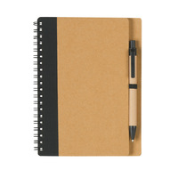 Carnet à spirales Eco Kraft avec porte-stylo, logo personnalisé, papier recyclé, ligné, agenda, cadeau promotionnel pour entreprise