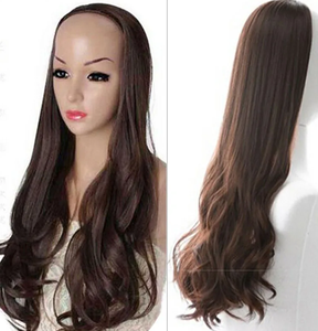 Demi-<span class=keywords><strong>perruque</strong></span> en cheveux humains 3/4, fabriquée à la machine, cheveux raides longs de 14 à 28 pouces, cheveux brésiliens Remy, demi-perruques pour femmes, pour couvrir les cheveux blancs - Product Image 3
