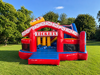 Aire de jeux gonflable pour enfants, thème cirque, toboggan, structure de jeu commerciale, 5x5x3.5M, matériau PVC, extérieur, JIALE JL-3004
