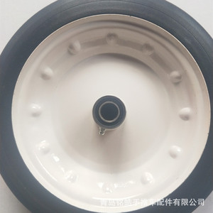 Roues en caoutchouc massif 12x3 pouces, bande de roulement ferme, fonctionnement silencieux, type à trou de fixation, frein non inclus - Product Image 3