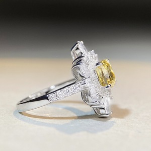 Magnifiques bagues de fiançailles en argent sterling S925 plaqué <span class=keywords><strong>platine</strong></span> de haute qualité avec diamant rose simulé - Product Image 4