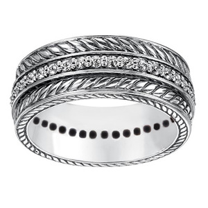 Anillo Unisex a Rayas con Incrustaciones Brillantes, Estilo Minimalista, Joyería de Moda para el Dedo - Product Image 2