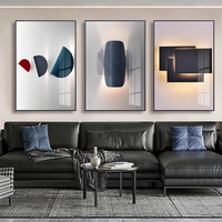 Peinture murale géométrique minimaliste nordique en porcelaine cristalline avec cadre pour projets hôteliers et décoration intérieure - Vente en gros