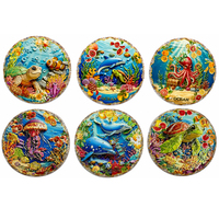 Sous-verre en céramique tortue marine, style océan, souvenir de plage, avec logo personnalisé et impression dorée en relief 3D