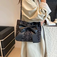Nouveau Sac Fourre-tout Femme en Velours Côtelé Imprimé Nœud Papillon Grande Capacité Sacs à Bandoulière pour le Travail, le Shopping, Printemps, Automne, Été, Hiver