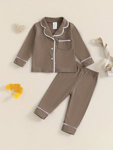Conjunto de Pijama de 2 Piezas de Algodón, Elastano y Poliéster, Tejido de Punto, Estilo Casual, Cuello en V, Transpirable, Unisex, para Niños y Niñas, OEM ODM - Product Image 3