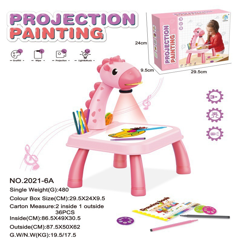 Table de projection girafe rose