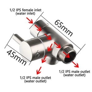 Válvula desviadora de ducha G1/2" para cabezal de ducha fijo o de mano, adaptador desviador de brazo de ducha de latón de 3 vías - Product Image 2