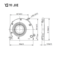 Ventilateur de refroidissement sans balais DC YiJie DBU55050S OEM/ODM 5V 0.5A 5505 à roulement à bille 6700 tr/min 55x51.39x5.5mm pour CPU d'ordinateur portable et électronique