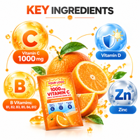 Mélange de Boissons Vitaminées à Marque Blanche OEM avec Vitamine D, Zinc et Complexe B, Saveur Orange, Complément Alimentaire en Sachet en Poudre, Vente en Gros