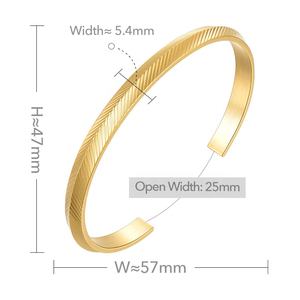 Joyería de acero inoxidable chapado en oro de 18K, accesorios simétricos de sarga a rayas, brazaletes, brazalete, alta calidad, B222284 - Product Image 2