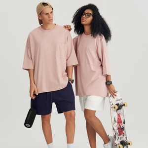 Custom Streetwear Serigrafía Tee Heavyweight Oversize 100% Algodón Unisex Bolsillo para Hombres - Product Image 4