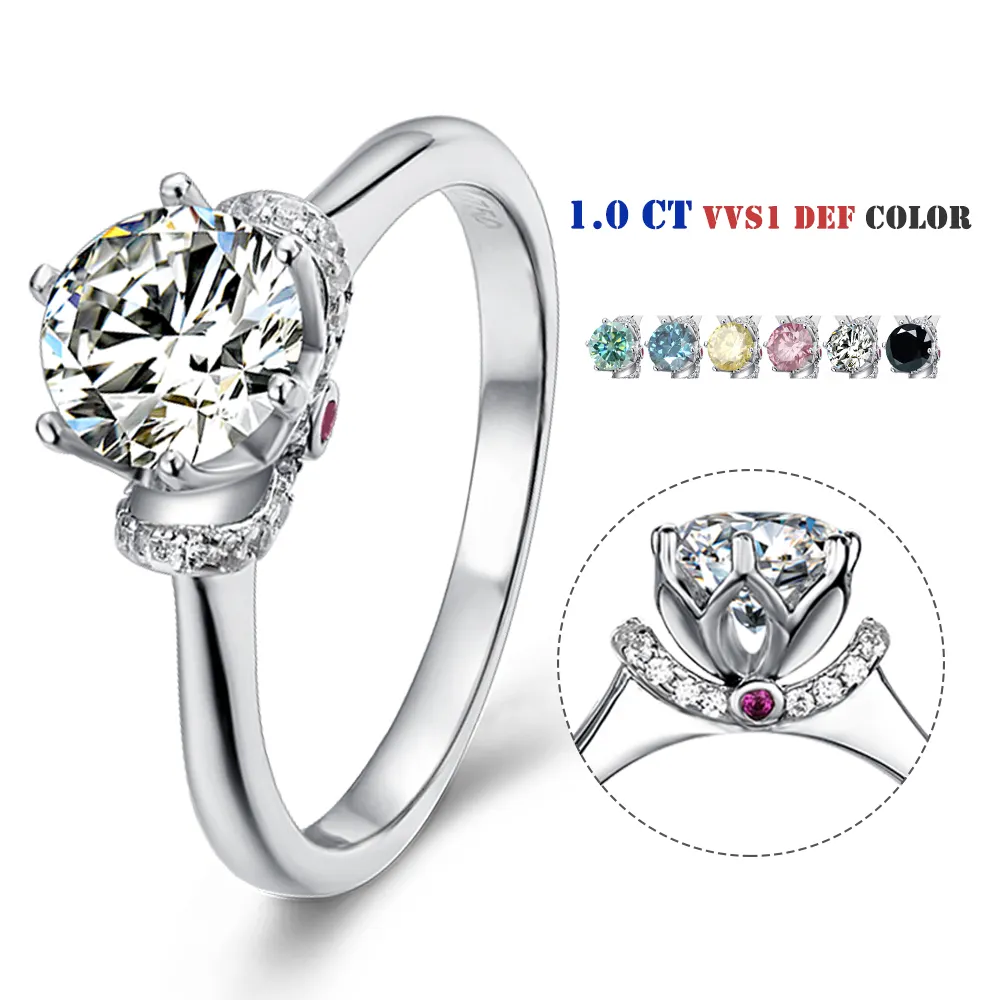 Abiding Wholesale Fashion Wedding Engagement 925 Sterling Silver Moissanite Ring