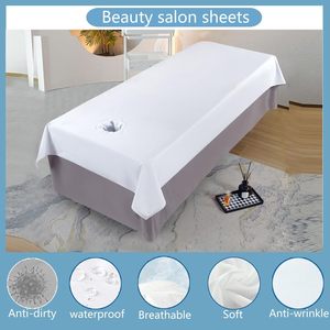 Drap plat de massage SPA en polycoton kaki avec logo personnalisé 120*230cm, avec ou sans trou pour le visage - Product Image 2