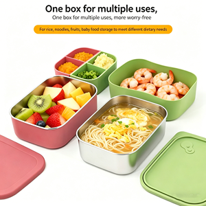 Boîte à lunch rectangulaire en acier inoxydable sans BPA, avec compartiments amovibles en silicone, capacité 1200 ml, design moderne. - Product Image 3