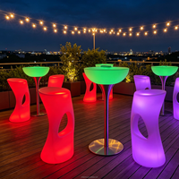 Table de bar haute lumineuse LED étanche pour usage commercial, idéale pour banquets, fêtes et terrasses