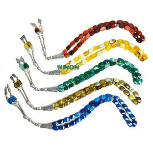 Winon - Rosario Islámico de Ágata Natural al por Mayor, 8*12mm, Chapado en Plata, Rosario Musulmán, Tasbih, Misbaha - Product Image 1