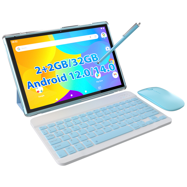 10 Inch Tablet Pc With Wireless Keyboard Case RAM 2+2GB HDD 32GB Android 12 / 14 Tablet 2 in 1 10 Inch Android 12