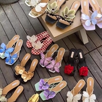 Chaussons à talons hauts pour femmes, nouvelle conception estivale, fleurs fines, tongs, vente directe d'usine, Europe, États-Unis