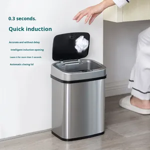Cubo de basura con <span class=keywords><strong>sensor</strong></span> de acero inoxidable de alta calidad con diseño clásico, ideal para uso doméstico y de oficina - Product Image 2