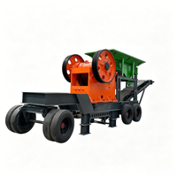 Concasseur à mâchoires mobile sur pneus PE500x750 90-180t/h 55kw Alimentation 500mm pour granit dur, basalte, pierre de rivière