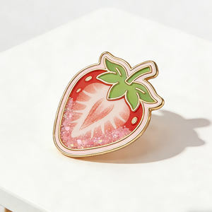 Nouveauté : Épingles en métal avec paillettes, fruits, sable <span class=keywords><strong>liquide</strong></span>, impression personnalisée en gros, épingles à revers, badge, émail <span class=keywords><strong>liquide</strong></span>, épingles à fruits, fraise - Product Image 4