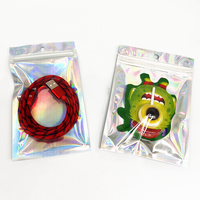 Sacs refermables holographiques en Mylar à livraison rapide, impression par gravure, petits emballages refermables pour boucles d'oreilles, qualité alimentaire, résistants à l'humidité