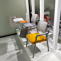 Chaise de conférence pliable en maille avec table d'appoint, design contemporain pour bureau à domicile, dossier respirant, siège en mousse PU, accoudoirs fixes, empilable