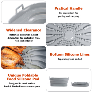 Accessories <strong>Air</strong> <strong>Fryers</strong> Foldable Square <strong>Air</strong> <strong>Fryer</strong> <strong>Silicone</strong> Liner Pot <strong>Basket</strong> With Handle - Product Image 4