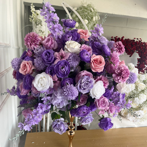 D-FB240 Wholesale <b>purple</b> flower ball artificial rose flower ball wedding handmade flower ball silk for event <b>decoration</b> - Product Image 1