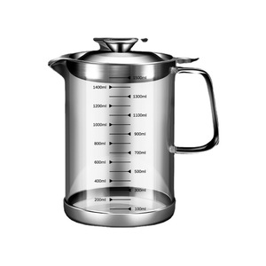 High Borosilicate Glass Oil Can With Lid 1500ml Stainless Steel Filter For <b>Kitchen</b> Oil <b>Storage</b> - Product Image 5
