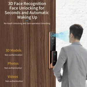 XSDTS M08 Fechadura de porta inteligente 3D com reconhecimento facial e câmera, senha para desbloqueio, senha temporária com impressão digital