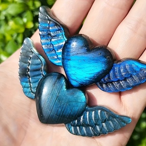 Ailes de cœur en pierre de <span class=keywords><strong>labradorite</strong></span> Poignée Spécimen naturel pour la Saint-Valentin But décoratif - Product Image 2