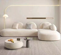 Canapé modulaire en tissu de style italien, luxe léger, crème, vintage, minimaliste, moderne, inclinable, écologique, pour villa