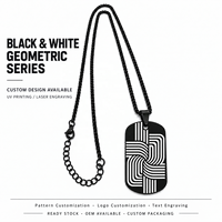 Collier pendentif personnalisé en acier inoxydable noir, gravure laser, illustration imprimée pour bijoux promotionnels en gros