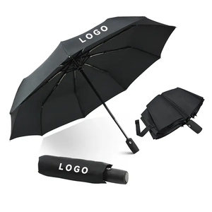 Wholesale Custom High Quality 3 Fold Folding Windproof UV Black 190T Pongee Fully-Automatic Open Close Shenzhen Origin Umbrella