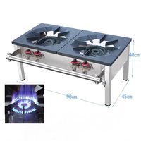 LYROE Cuisinière à gaz 2 brûleurs économe en énergie, en acier inoxydable, à pieds bas, pour gaz en bouteille et gaz naturel, à flamme haute pression, pour soupes et sauces