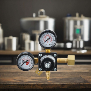 Bộ điều chỉnh áp suất CO2 bằng đồng thau một cấp hai đồng hồ đo 0-7bar, áp suất đầu ra 120bar, áp suất đầu vào 120bar dùng cho máy làm rượu vang đỏ, nước ngọt, cola. - Product Image 4
