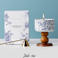 Bougie d'aromathérapie au camélia emballée, en cire de soja naturelle et cire végétale, pour décoration intérieure et cadeau assorti