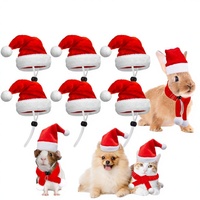 Weewooday Ensemble de 12 mini-casquettes et écharpes de Noël en polaire pour animaux de compagnie, avec sangle réglable pour chats/chiens/hamster/singes d'Inde - Confortable