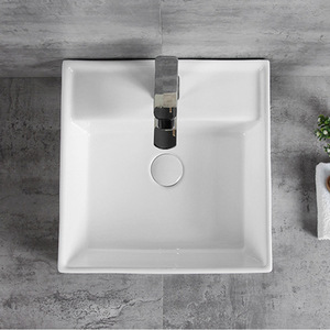 Lavabo cuadrado de cerámica Nórdica al por mayor de fábrica con grifo Arte integrado Diseño ovalado Estilo simple - Product Image 2
