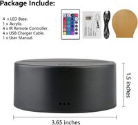 Lampe de chevet 3D LED RGB 16 couleurs ABS avec base, télécommande tactile, haut-parleur Bluetooth, lampe de bureau/table minimaliste, abat-jour blanc chaud